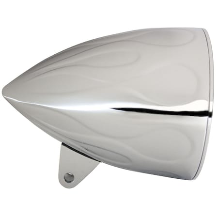 In Pro Car Wear 5.75 in. Flamed Headlight Bucket, Chrome - Sleek, No Visor, Sunset Boulevard HB54210